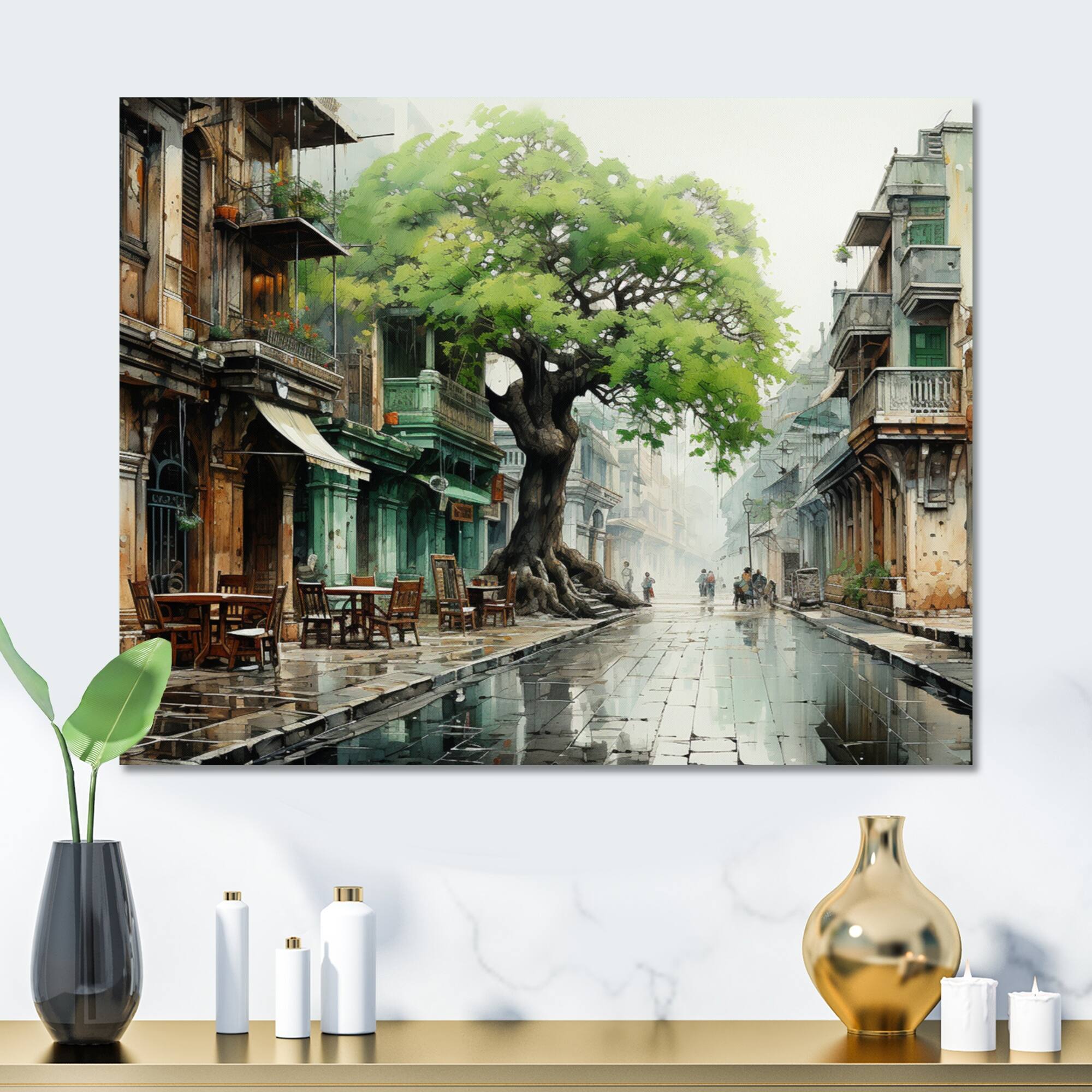 Designart "Vietnam Hanoi Old Tree Quarter" Vietnam Metal Wall Art Bed